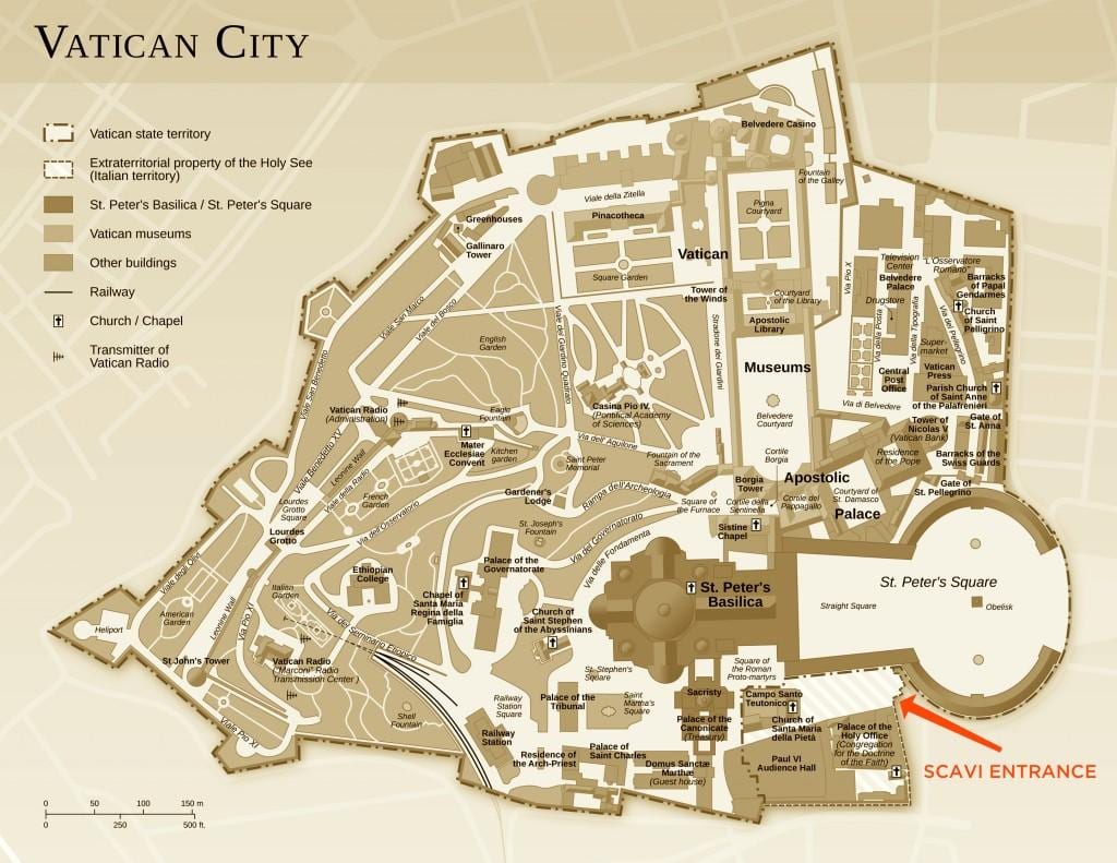 Mapa de escavacións oficina cidade do Vaticano